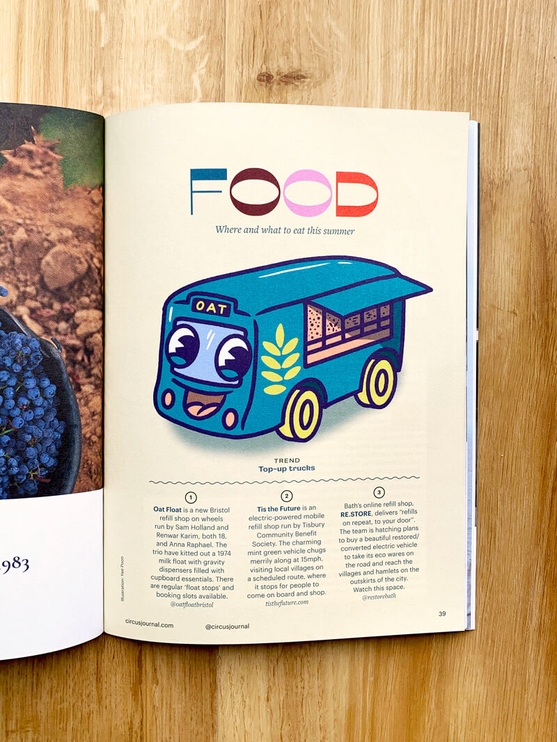 food truck illustration in magazine